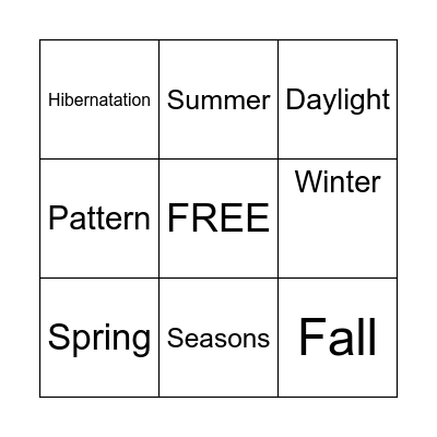 4 Seasons Bingo Card
