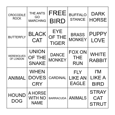ZOOLOGY Bingo Card