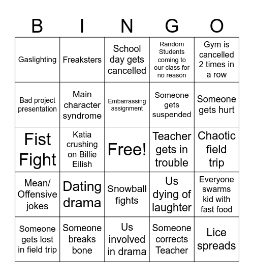 St. Clare School Bingo! Bingo Card