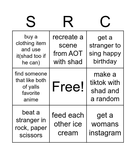 IRL BINGO Card