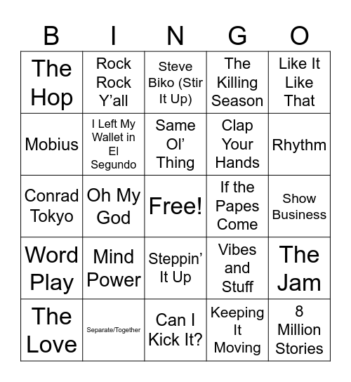 A Tribe Called Quest #1 Bingo Card