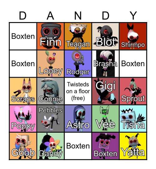Dandy's World Bingo Card