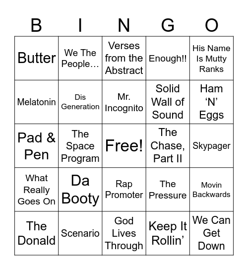 A Tribe Called Quest #3 Bingo Card