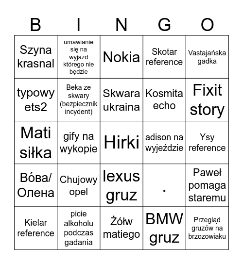 wykop bingo Card