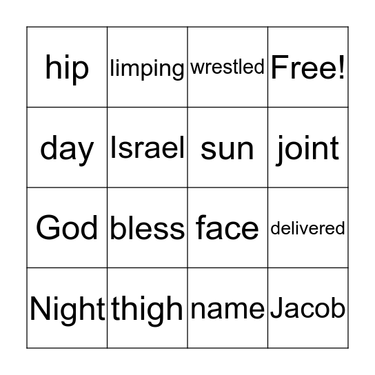 Jacob Wrestles with God Bingo Card