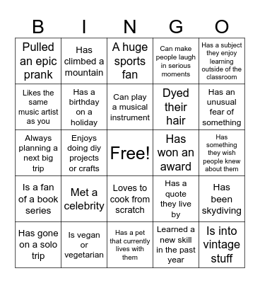 Find someone who... Bingo Card