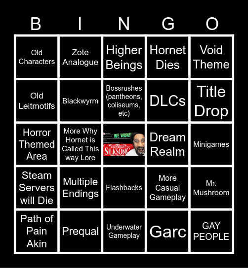 Silksong Bingo Card