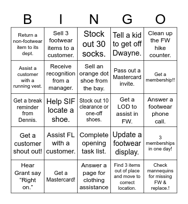 FOOTWEAR FUN! Bingo Card