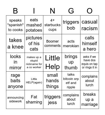 Rob K Bingo Card