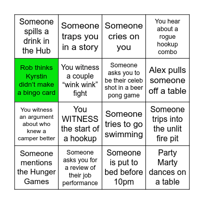 Senior Senior Staff Bingo Card