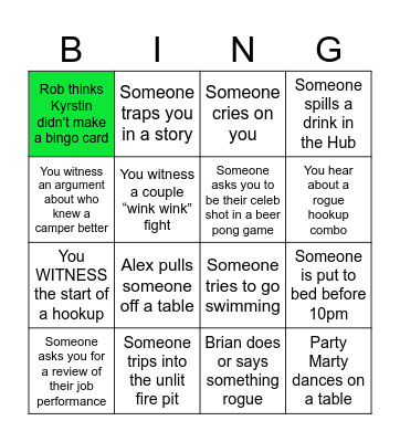 Senior Senior Staff Bingo Card
