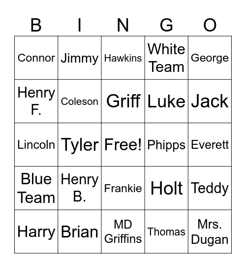 Mater Dei First Grade Bingo Card