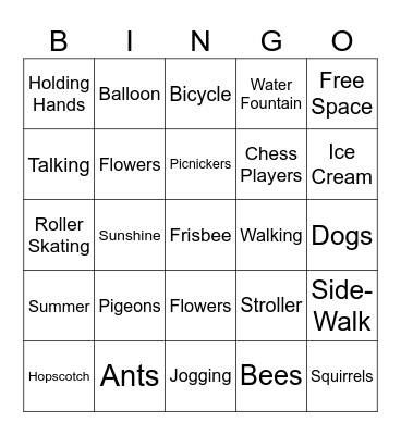 Park Bingo Card