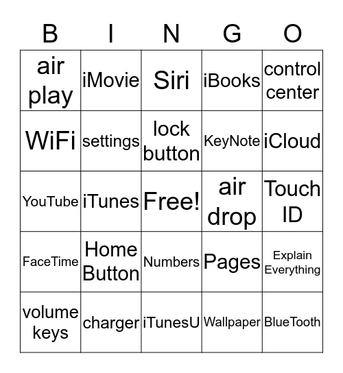 iPad BINGO Card