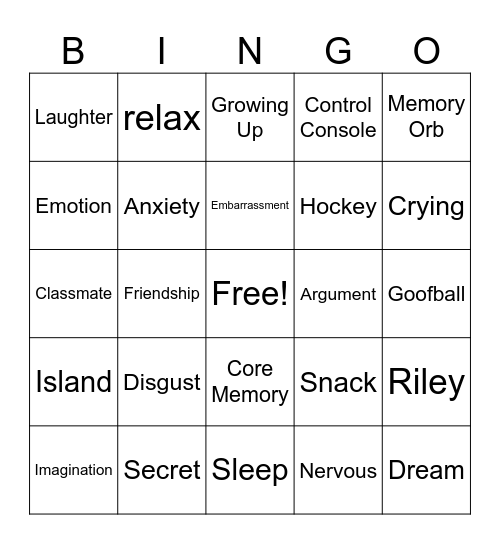 INSIDE OUT @ Bingo Card