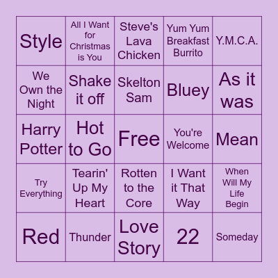 NAME THAT SONG BINGO Card