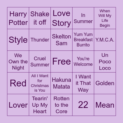 NAME THAT SONG BINGO Card
