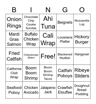 Walk-Ons Bingo Card