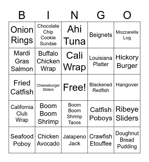 Walk-Ons Bingo Card