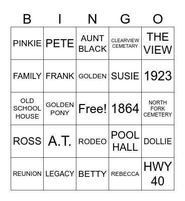 GOLDEN FAMILY BINGO Card