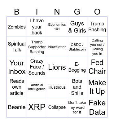 Greggy Boy Bingo Card