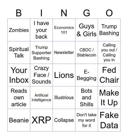 Greggy Boy Bingo Card