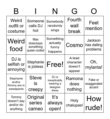 Fuller House Bingo Card