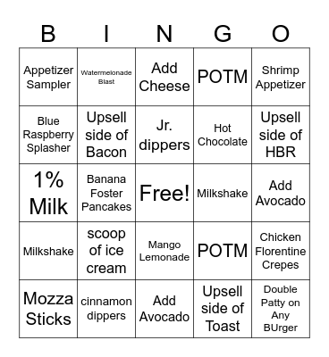 Fall Frenzy Upsell Bingo Card