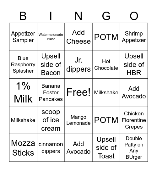 Fall Frenzy Upsell Bingo Card
