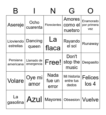 Bingo musical Bingo Card