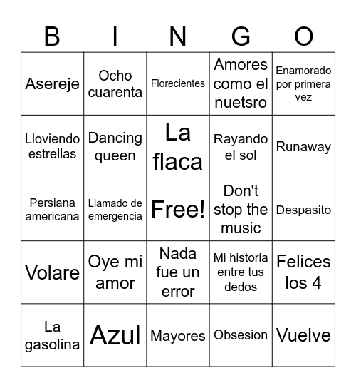 Bingo musical Bingo Card