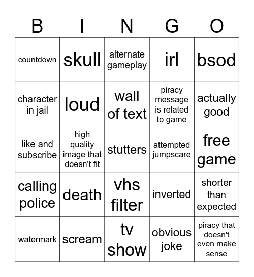 pirace Bingo Card