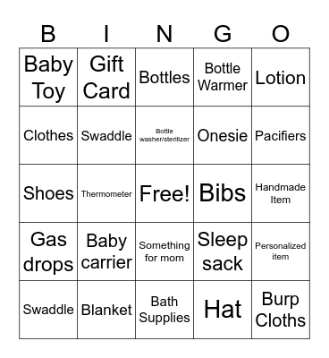 Summer & Trent’s Gift Bingo Card