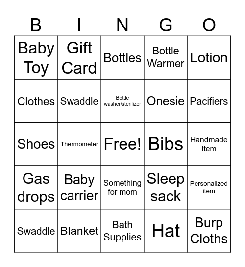 Summer & Trent’s Gift Bingo Card