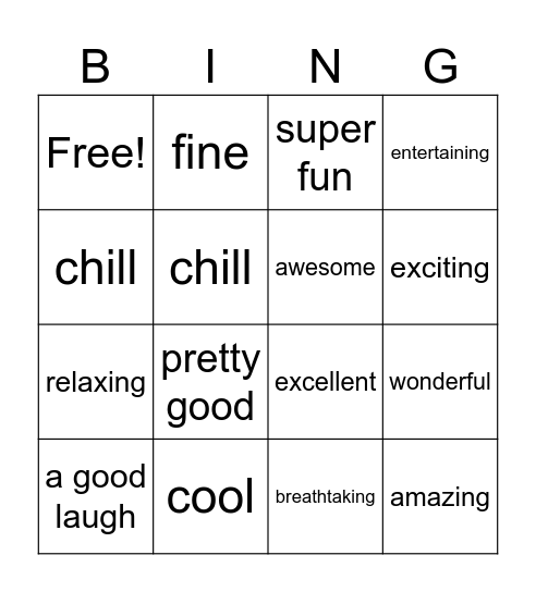 It was... Bingo Card