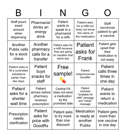 💊 Pharmacy Bingo 💊 Bingo Card