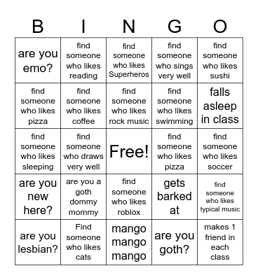Find Someone Bingo Card