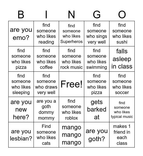 Find Someone Bingo Card