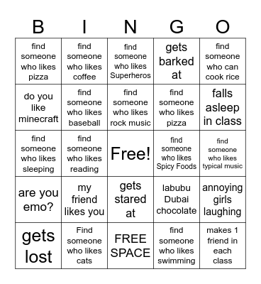 Find Someone Bingo Card