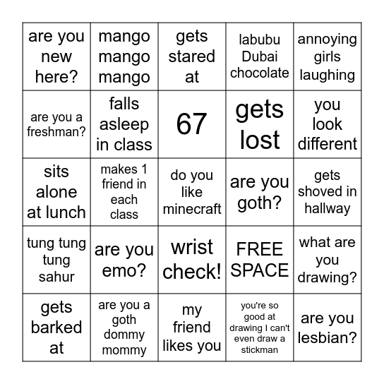 Blank Bingo Card