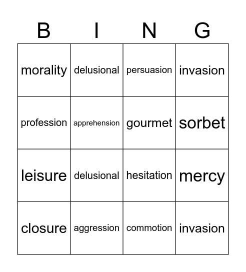 SYNONYM REVISION Bingo Card