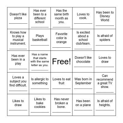 Get to Know You Bingo: Find Someone Who... Bingo Card