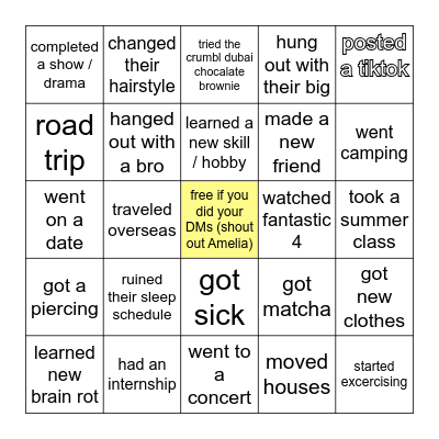 DSP Summer Bingo Card