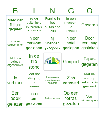 Vakantie Bingo Card