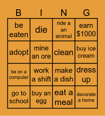 scay Bingo Card