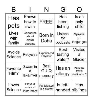 Welcome BINGO Card