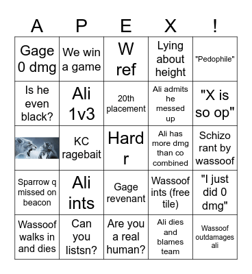 Ali And Friends Bingo Card