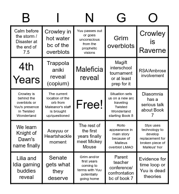 Book 7.5 Bingo Card