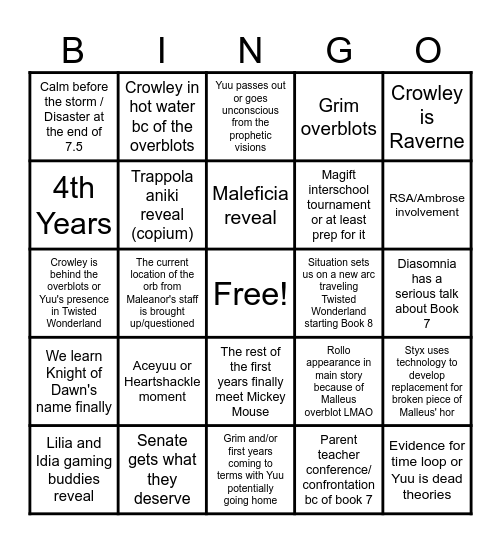 Book 7.5 Bingo Card
