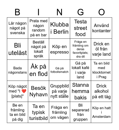Bingo Tågluff 2024 Bingo Card